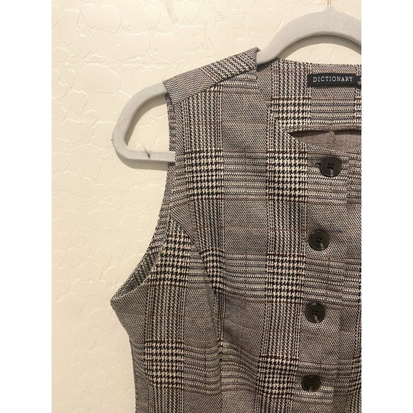 Dictionary Women's Plaid Button Down Dressy Vest Layering Career Top Size Small - Picture 4 of 10